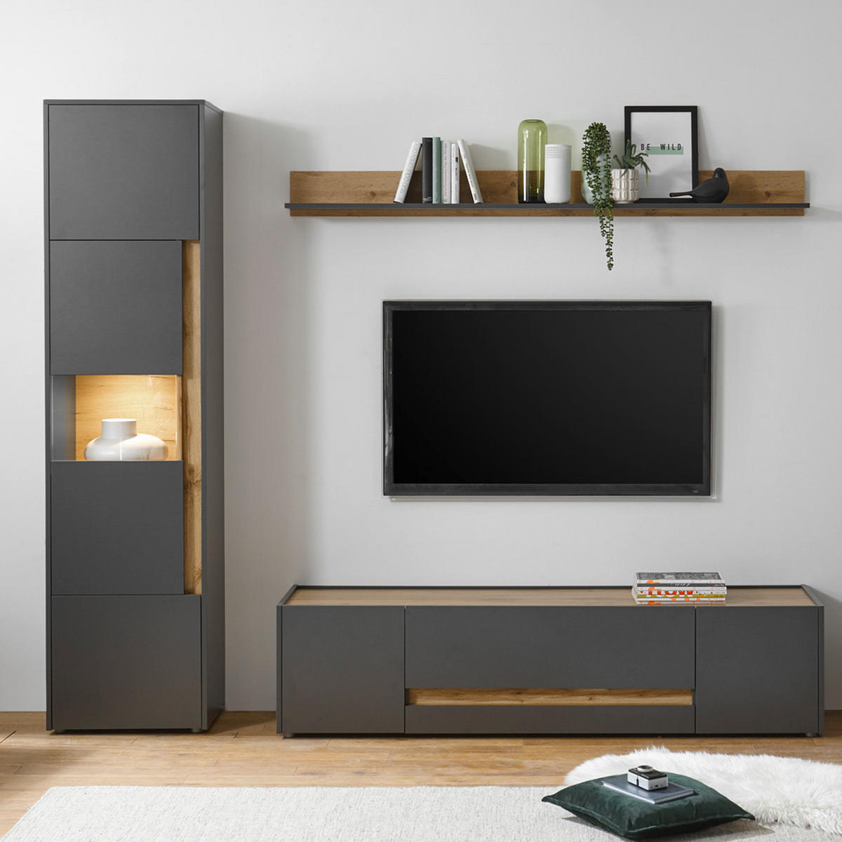 LOWBOARD Crisp-61 - Anthrazit, Holzwerkstoff (170/40/45cm) - Lomado