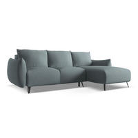 ECKSOFA mit Schlaffunktion Chenille Stoff Blau - Blau/Blaugrau, Textil/Metall (242/162cm) - Makamii