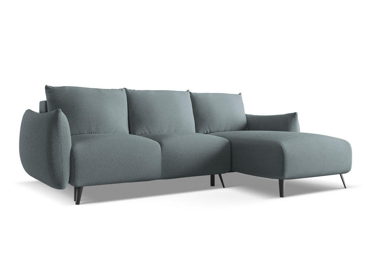 ECKSOFA mit Schlaffunktion Chenille Stoff Blau - Blau/Blaugrau, Textil/Metall (242/162cm) - Makamii