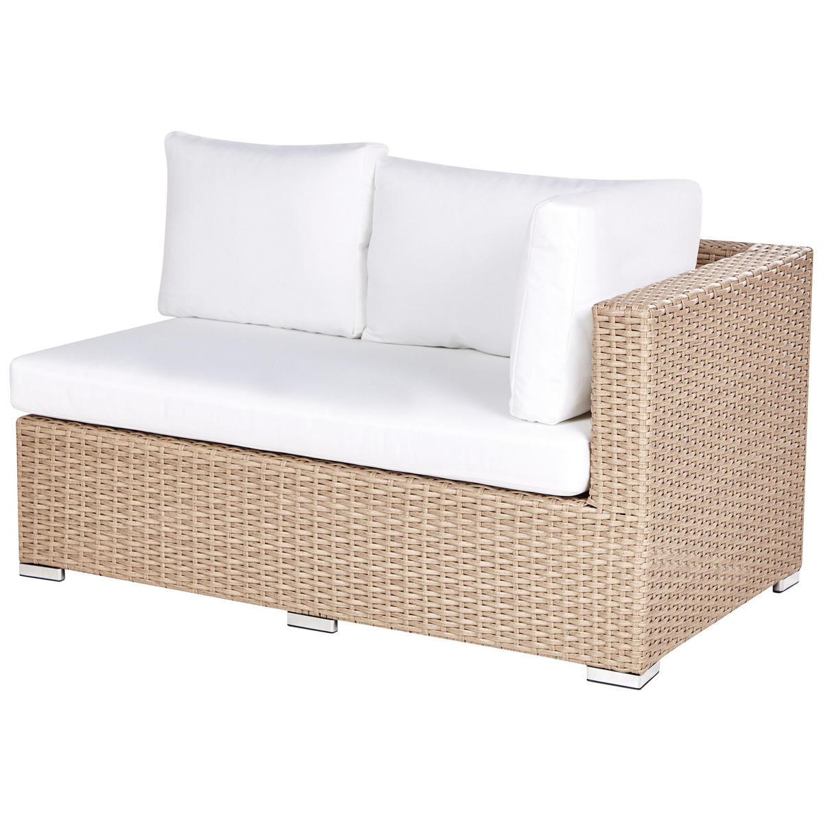 LOUNGE-SET 8-Sitzer sandbeige linksseitig modular Auflagen cremeweiß XXL - Sandfarben, Kunststoff - Beliani