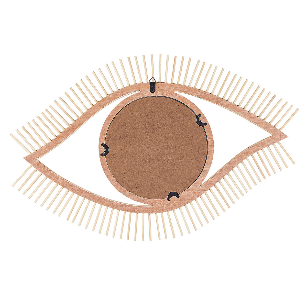 WANDSPIEGEL Bambusholz Augenform 50/80 cm Soyopa - Hellbraun, Holz (79/48/2cm) - Beliani