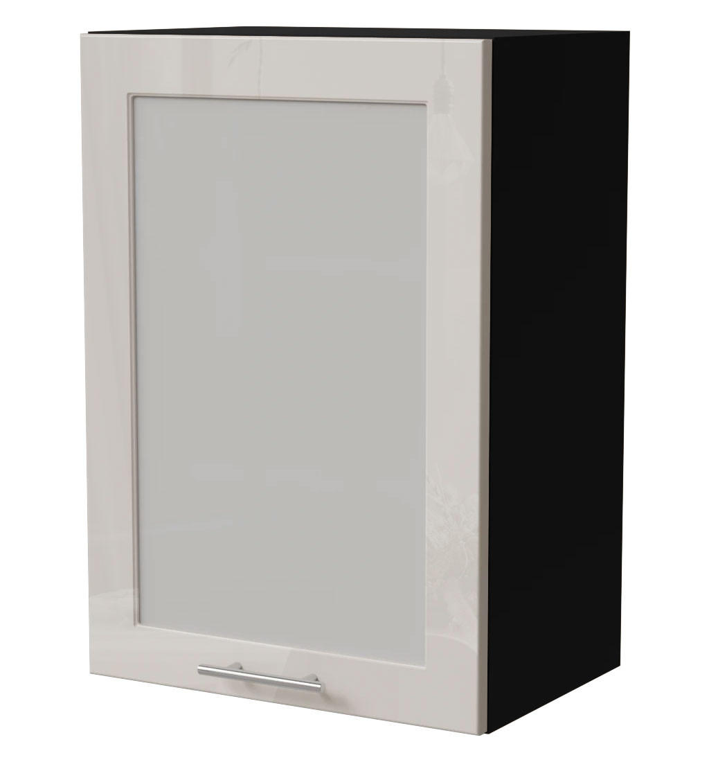 Feldmann-Wohnen Küchenhängeschrank Creme, Schwarz 50x72x32.5 cm