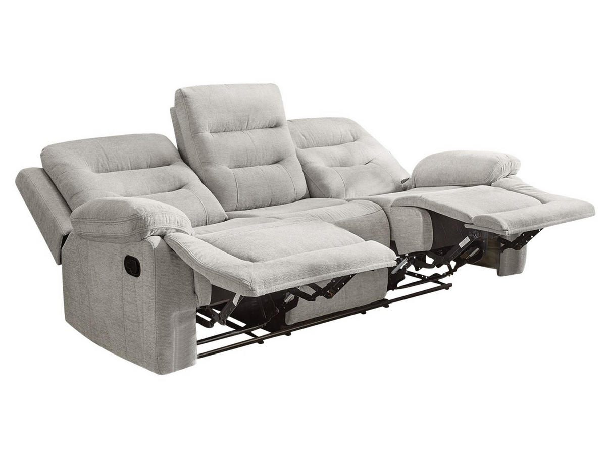 3-SITZER-RELAXSOFA Federkern, Liegefunktion verstellbar durch halbautomatische Relaxfunktion B220/T98/H103 cm, Chenille Grau / 15503 - Schwarz/Grau, Textil (220/103/98cm) - luma-home
