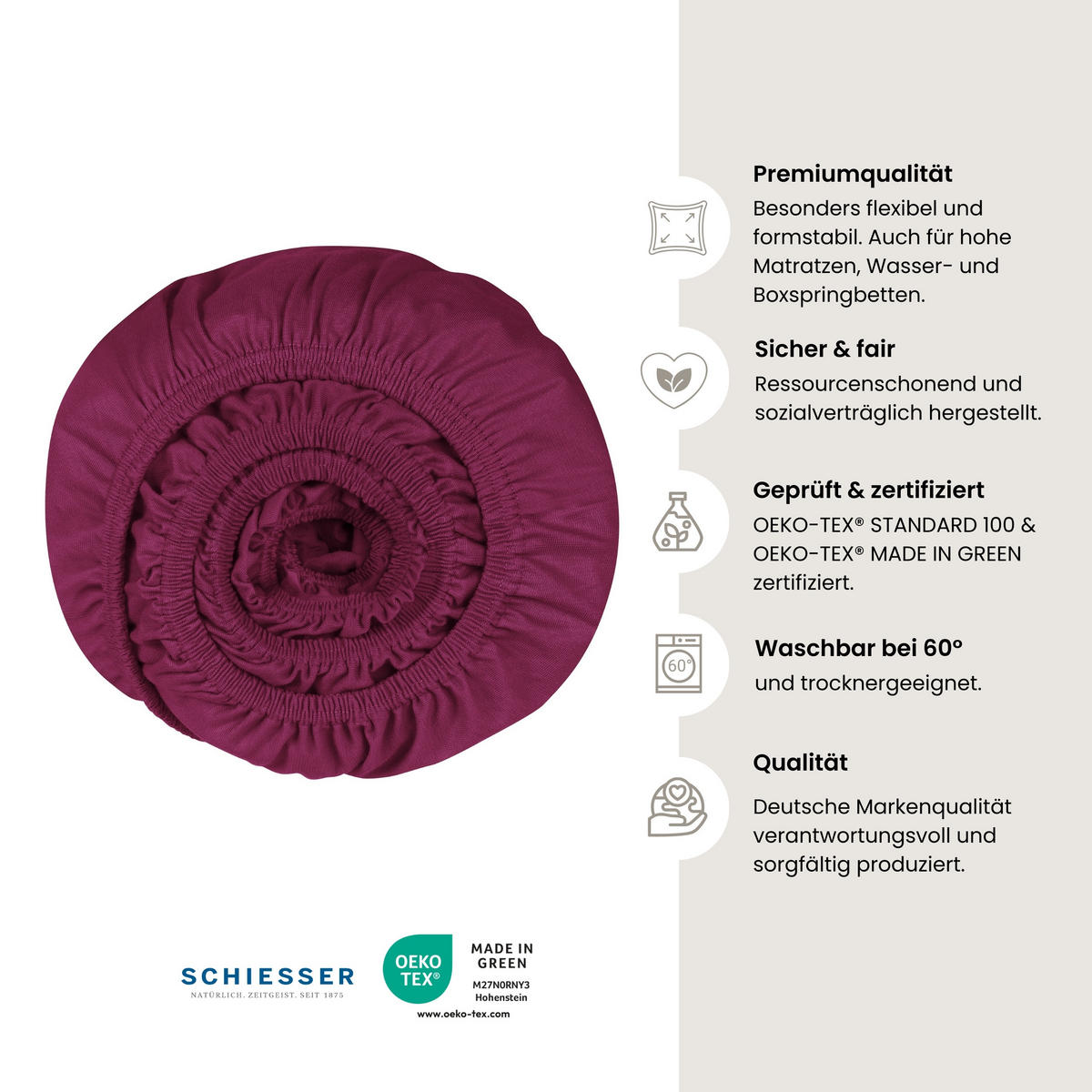 SPANNBETTLAKEN Flexi - 95/5 - 150 x 200 cm - Beere - Beere, Textil (150/200cm) - SCHIESSER