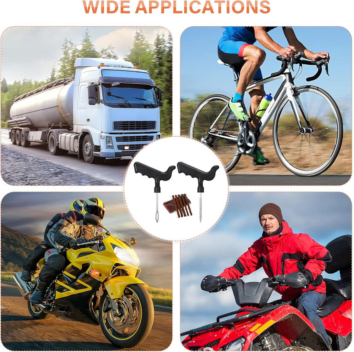 WERKZEUGSET – Zur Reparatur von Reifenpannen an Lkw, Wohnmobilen, Motorrädern und Pkw – 32-teiliges Set - Multicolor, Kunststoff (14/13.3/1.5cm) - DCA