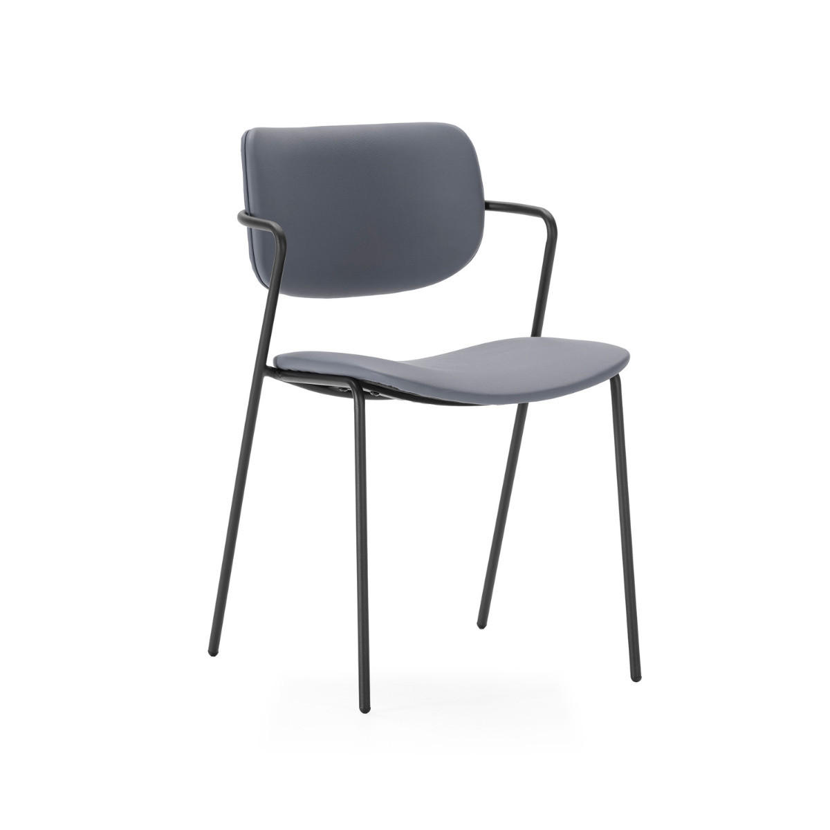 STÜHLEN (Set aus 2) mit schwarzen metallbeinen - maika 49/55/48 cm - Dunkelgrau, Kunststoff (55/48/49cm) - Calicosy
