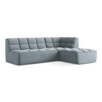 ECKSOFA Beidseitig Samt Stoff Blau - Blau/Schwarz, Kunststoff/Textil (258/178cm) - LaMiaSofa