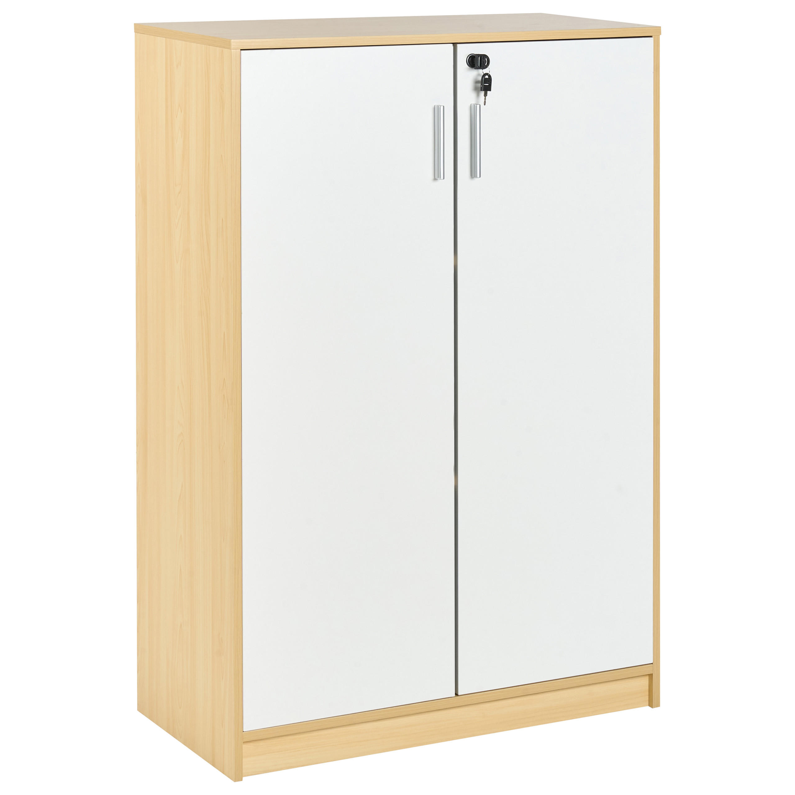 BÜROSCHRANK Hellbraun/Weiß Zehna - Hellbraun/Braun, Holzwerkstoff (80/117/40cm) - Beliani