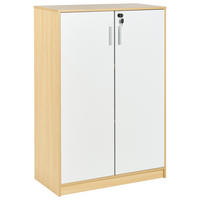 BÜROSCHRANK Hellbraun/Weiß Zehna - Hellbraun/Braun, Holzwerkstoff (80/117/40cm) - Beliani