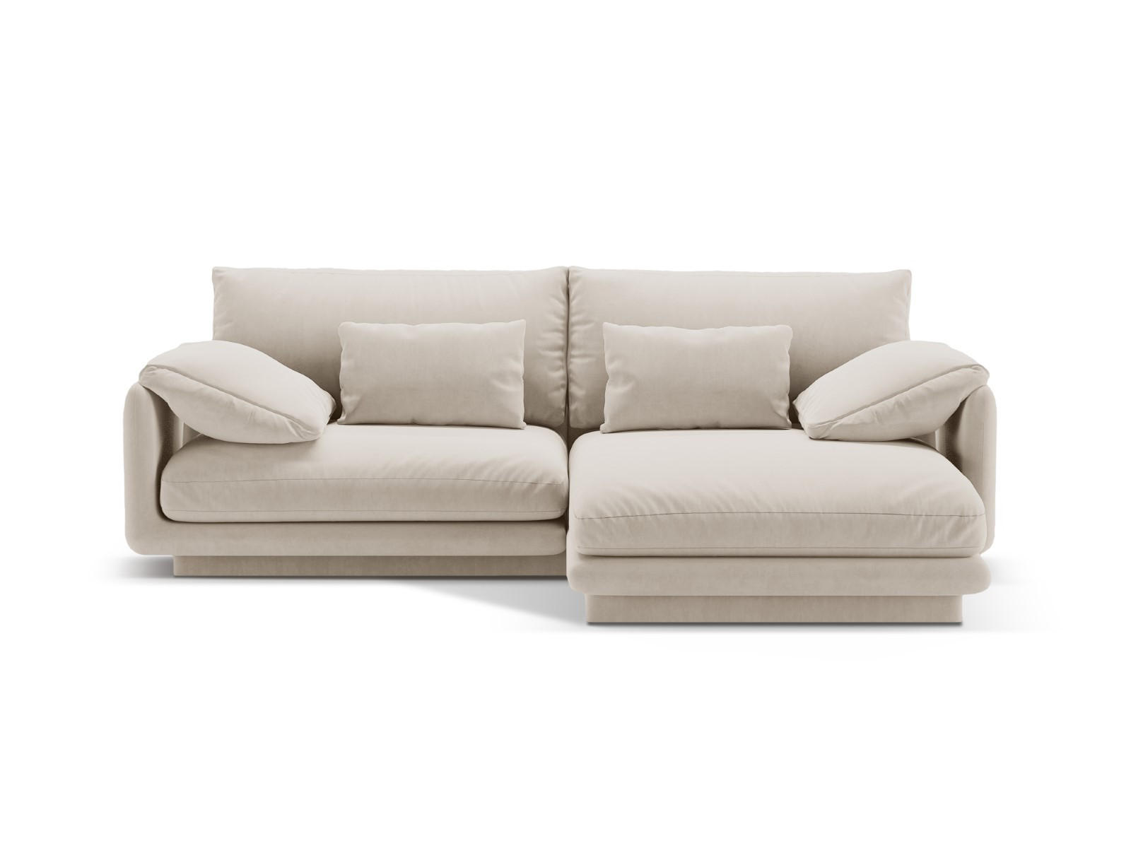ECKSOFA rechts Torino aus Samt ecru 3 Sitzplätze - Ecru, Textil (170/220cm) - Micadoni