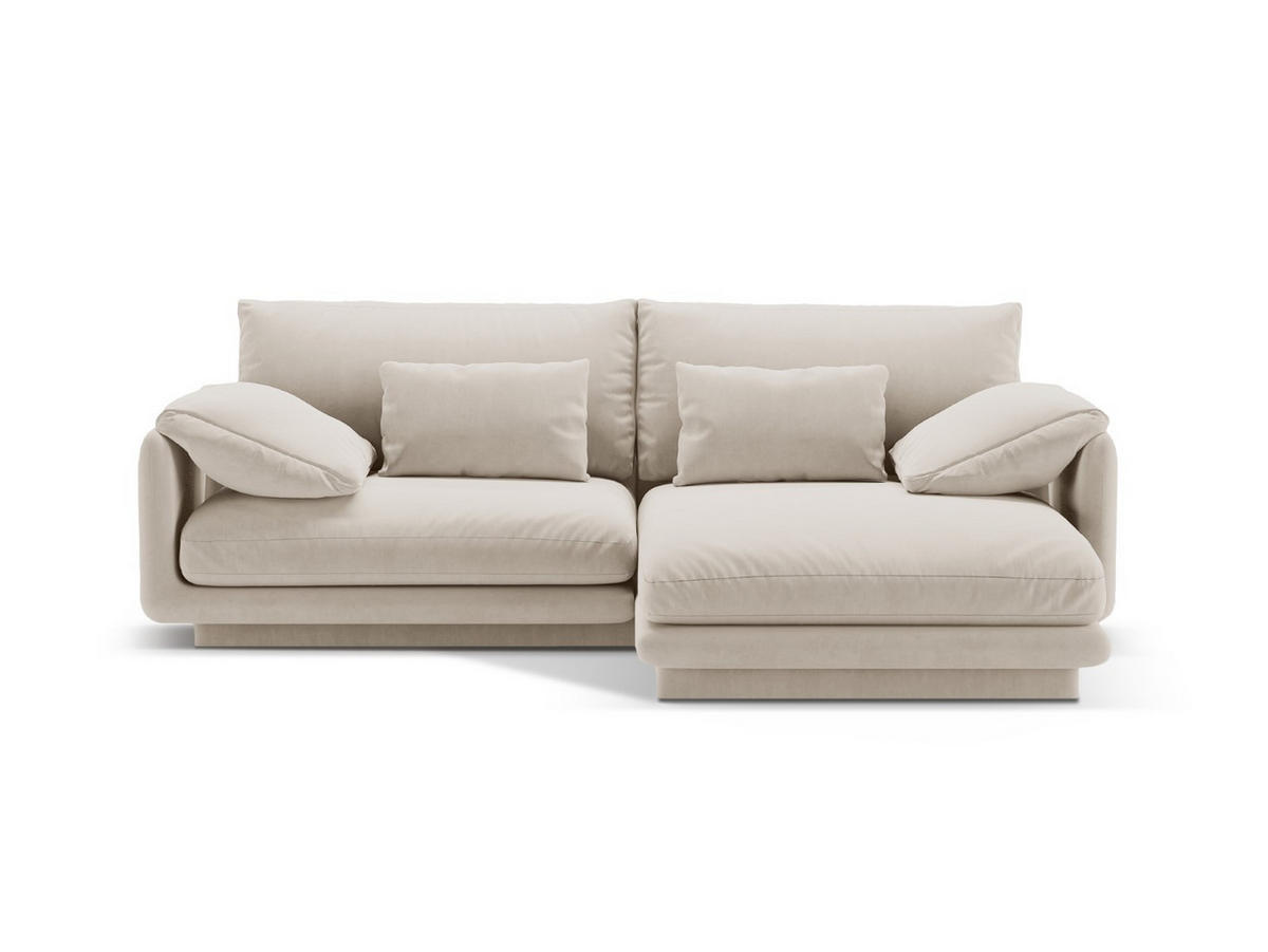 ECKSOFA rechts Torino aus Samt ecru 3 Sitzplätze - Ecru, Textil (170/220cm) - Micadoni