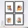 POSTER Set mit 4 Lustige Katzen A4 Rahmenlos - Klar, Papier (29.7/3cm) - Nacnic