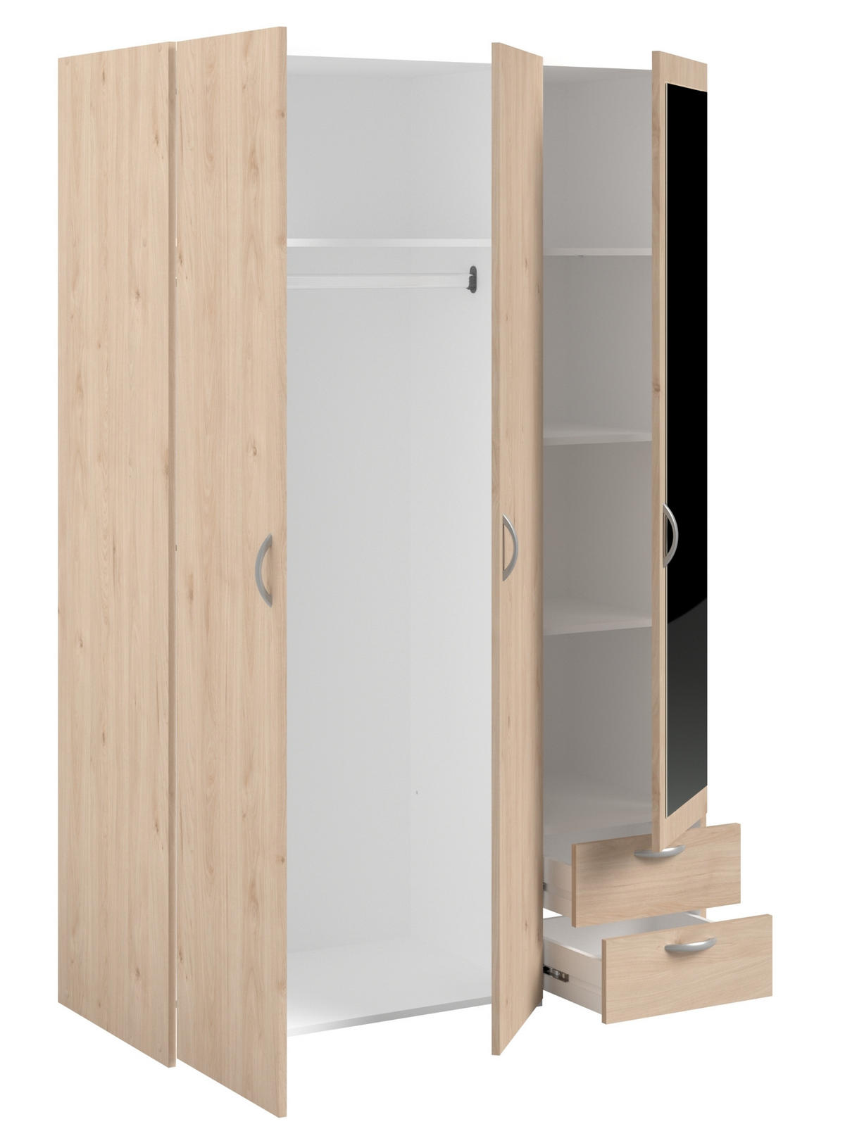 KLEIDERSCHRANK Daily 14 in Akazie 120 x 185 x 51 cm (BxHxT) – Kleiderschrank 3 türig mit Spiegel - Braun, Holzwerkstoff (120/185/51cm)