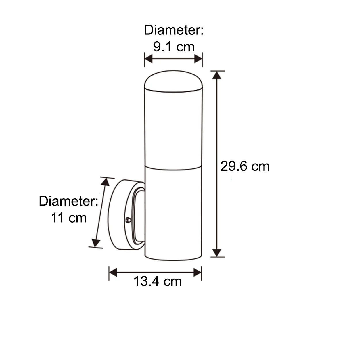 AUSSENWANDLEUCHTE HUMERA Schwarzer Rundzylinder - Schwarz, Kunststoff (11/13.4/29.6cm) - CGC Europe