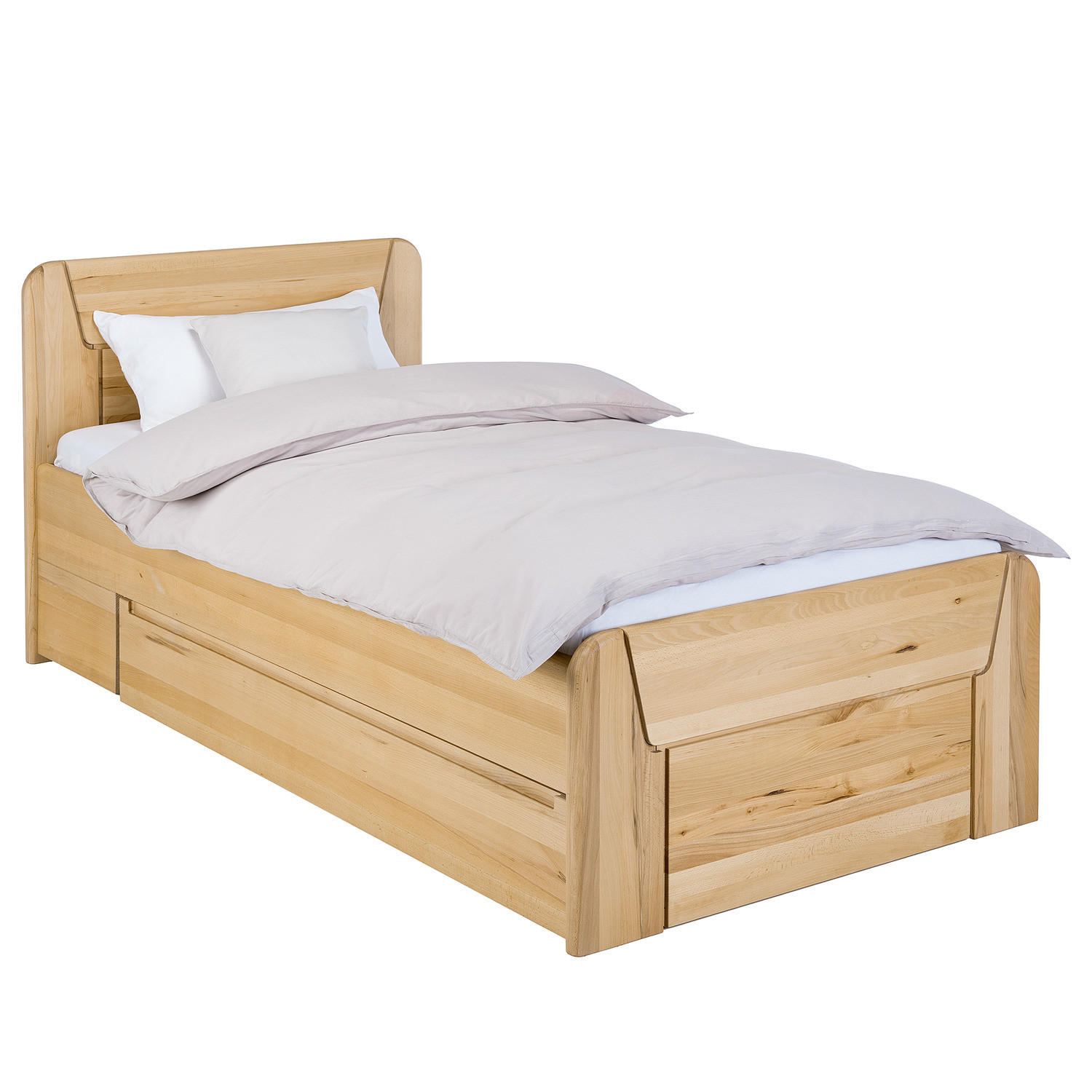 MASSIVHOLZBETT - Kernbuche, Holz (100/200cm) - home24