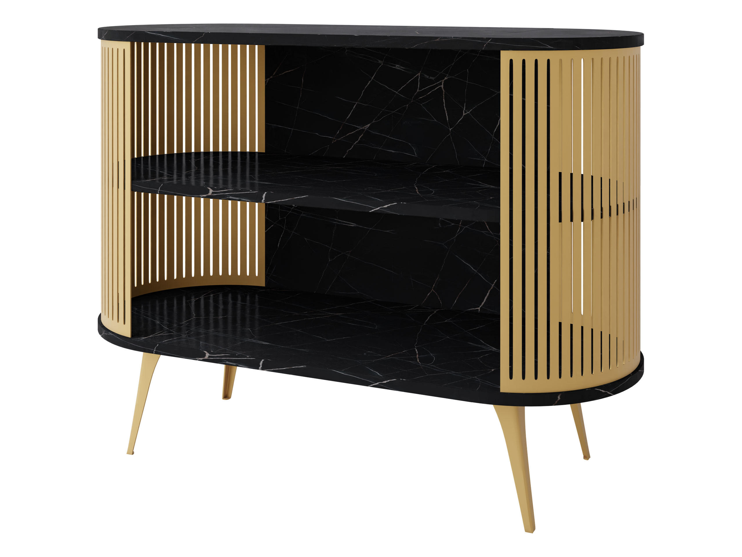 KOMMODE Roenni Gold - Goldfarben/Schwarz, Holzwerkstoff/Metall (120/90/40cm) - MIRJAN24