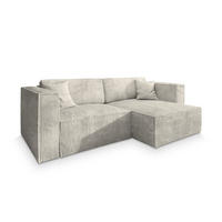 ECKSOFA NERIO P Creme Kordstoff mit Schlaffunktion - Creme, Holz (245/148cm) - MASSENO