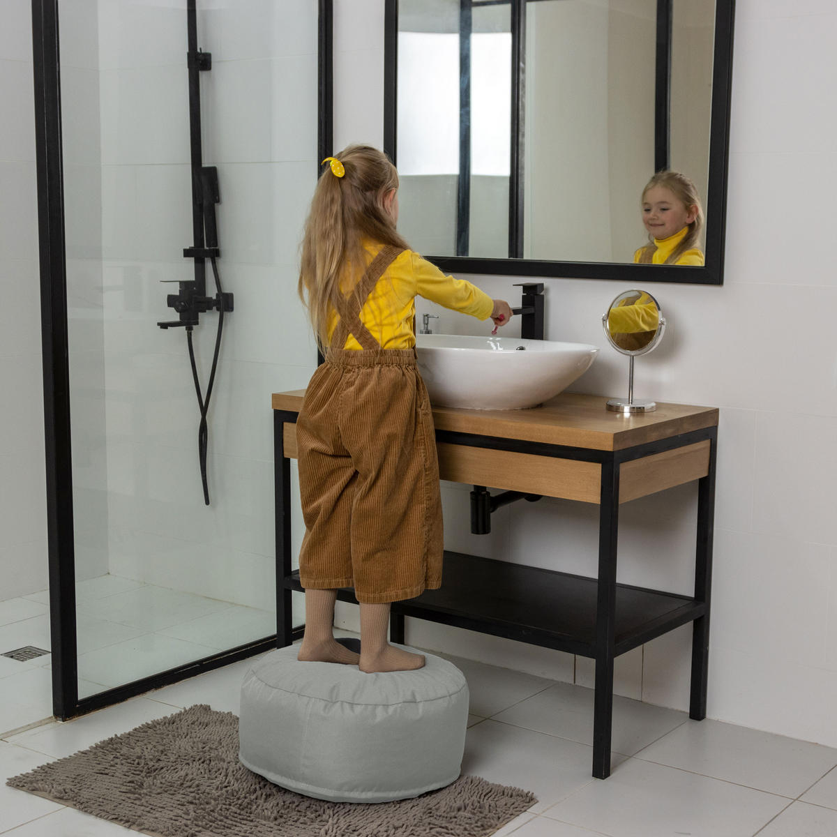 POUF M felsgrau - Dunkelgrau/Grau, Textil (500/200/500cm) - Bruni