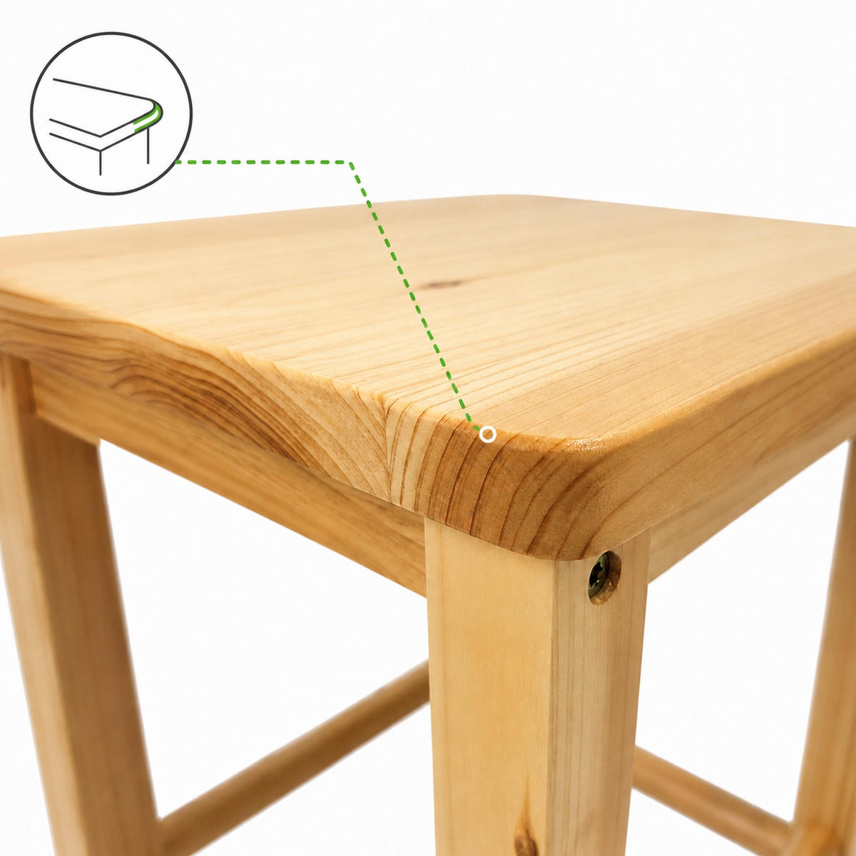 HOLZHOCKER Kiefer Natur 2-er Set 30 x 30 x 46 cm quadratische Sitzfläche - Naturfarben, Holz (30/46/30cm) - Begryf