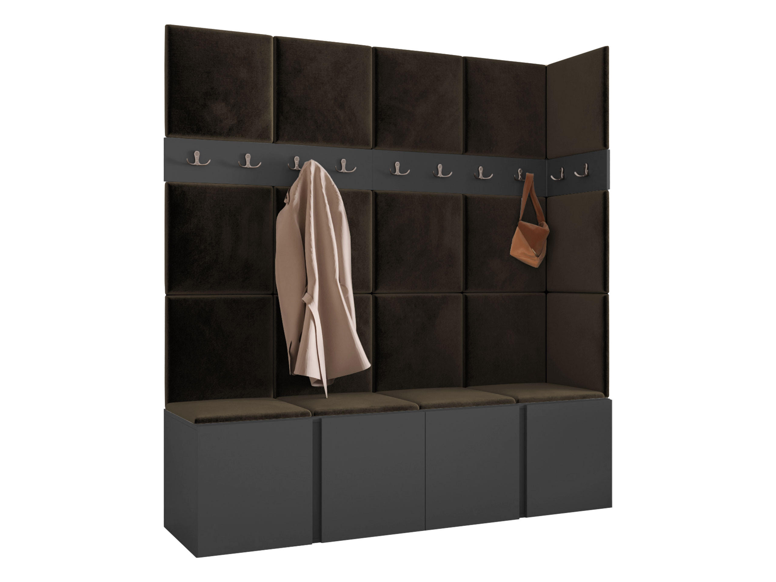 MOBILIER PENTRU HOL Orion II - maro/grafit, material plastic/compozit lemnos (168/186/46cm) - MIRJAN24