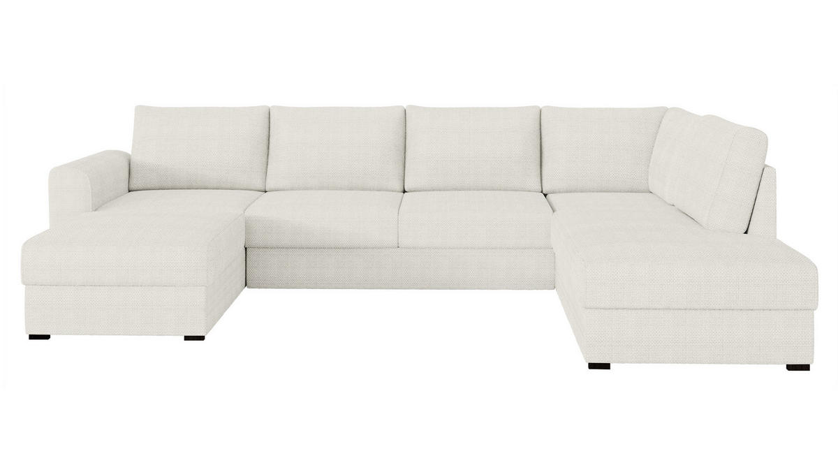 WOHNLANDSCHAFT Wilma, Seite: Rechts - Creme/Schwarz, Holz/Textil (305/85/188cm) - MIRJAN24