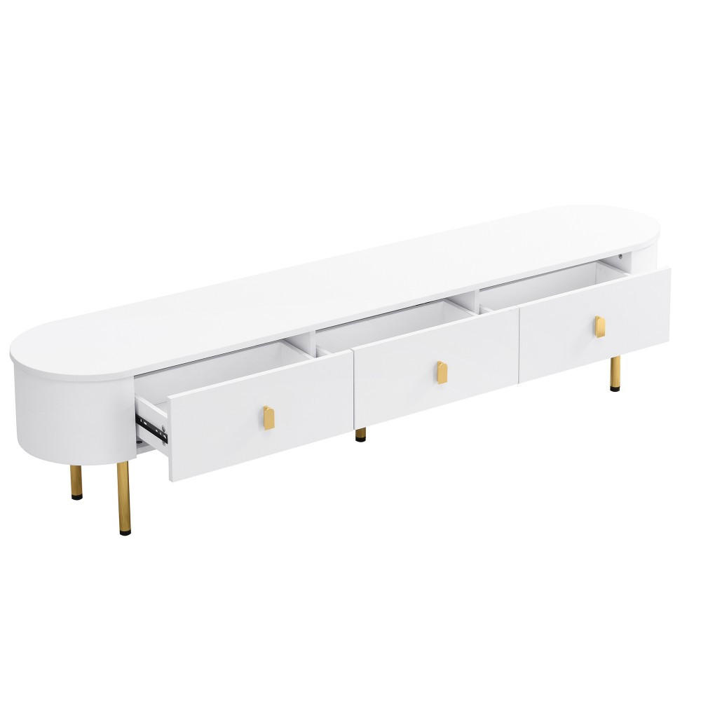 LOWBOARD in Weiß mit geschwungenen Ecken - Weiß, Holz (35/41/170cm) - KOMHTOM