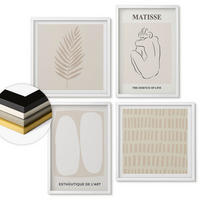 WANDBILDER 4er-Set - 50x50 cm & 40x60 cm Weißer Rahmen - Linien, Formen, Beige, Weiß - Weiß, Kunststoff (50/50cm) - ArtPrintCave