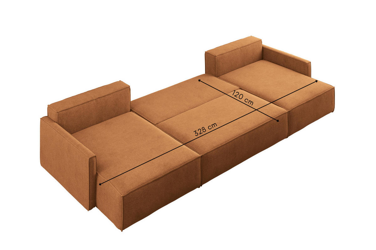 ECKSOFA Carlos U-Form Mit Schlaffunktion Und Bettkasten Stoff Salvador Braun - Braun, Holz (348/142cm) - Kaiser Möbel