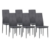 STUHL DIAMOND Lederimitat Metallbeine 6er Set Grau - Schwarz, Kunststoff/Metall (42/98/40cm) - Albatros