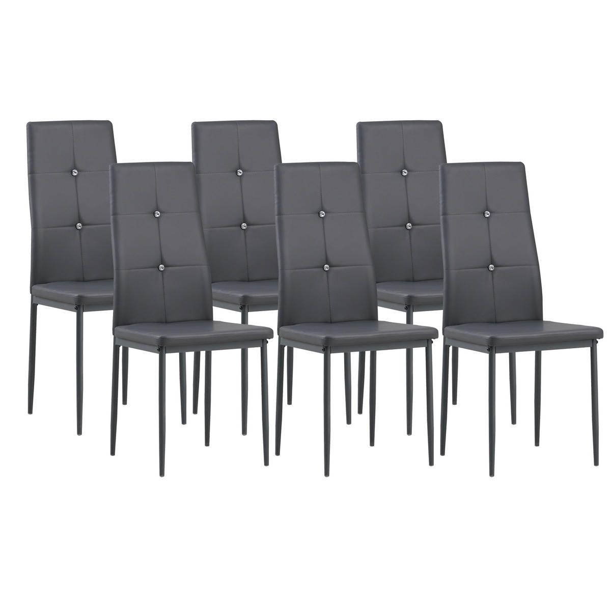 STUHL DIAMOND Lederimitat Metallbeine 6er Set Grau - Schwarz, Kunststoff/Metall (42/98/40cm) - Albatros