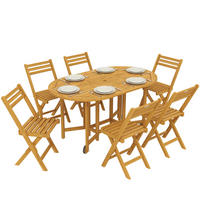 GARTENMÖBEL SET 7-teilig DE-09901 ausziehbar mit Schirmloch Naturholz - Naturfarben, Holz - ComfortXL