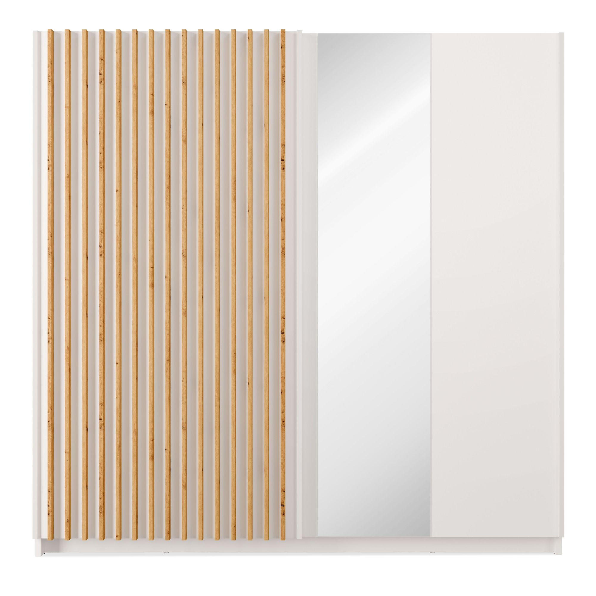Konsimo® Schiebetürenschrank Weiß, Eiche Artisan 200.2x198.5x62 cm