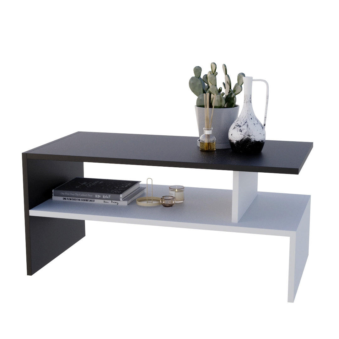 COUCHTISCH JULA 93 - Schwarz/Weiß, Holz (50/93/45cm) - Mat-Haus