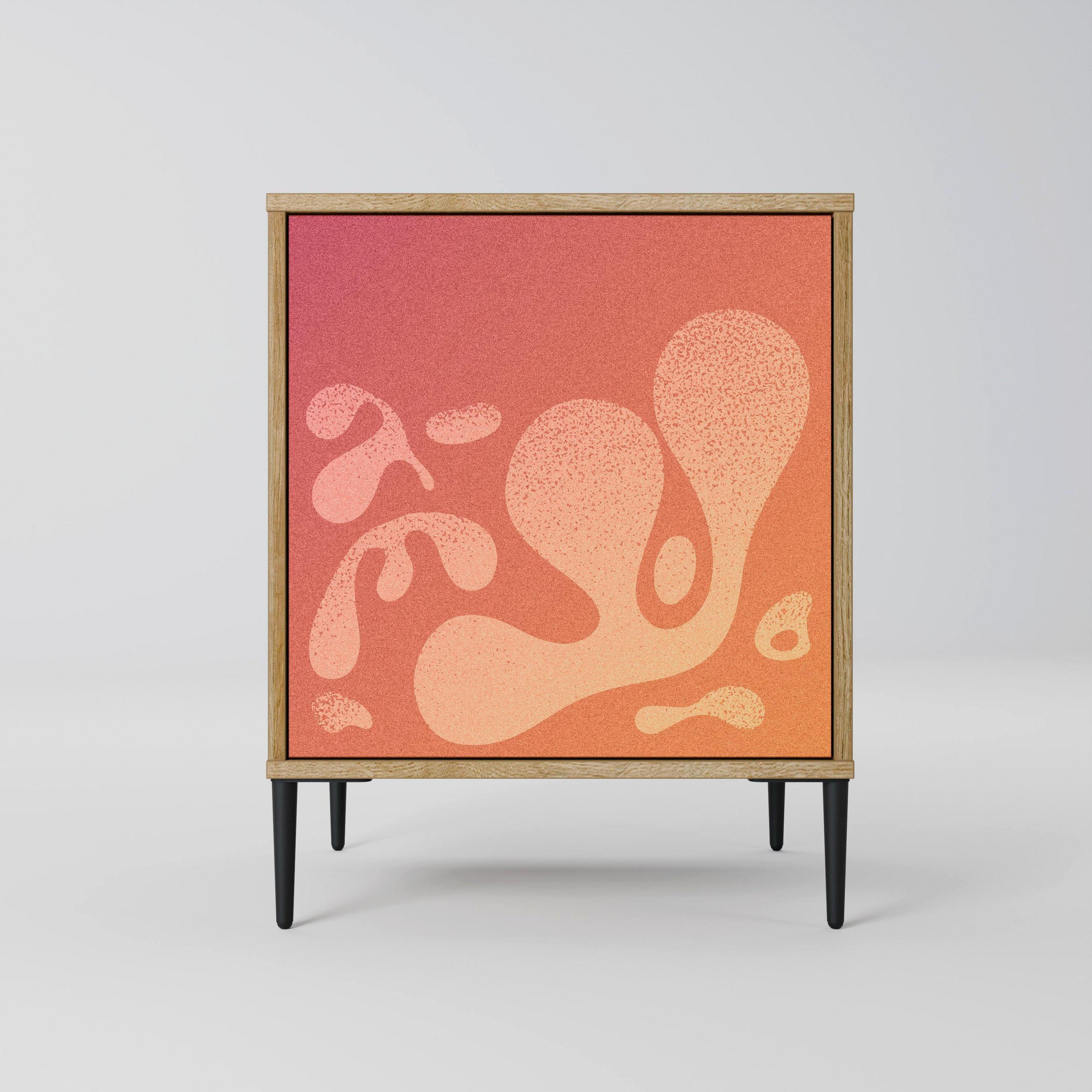 SIDEBOARD IRREGULAR PINK, Eichefarben, 57,5x42x72,5 cm, Schwarze Metallfüße - Eichefarben/Multicolor, Holzwerkstoff/Metall (57.5/72.5/42cm) - SpaceRebels