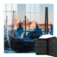 SCHLÜSSELBOX Schwarz 30x30 cm- Türöffnung nach rechts - Italienische Landschaft - Blau, Metall (30/30/5cm) - TULUP