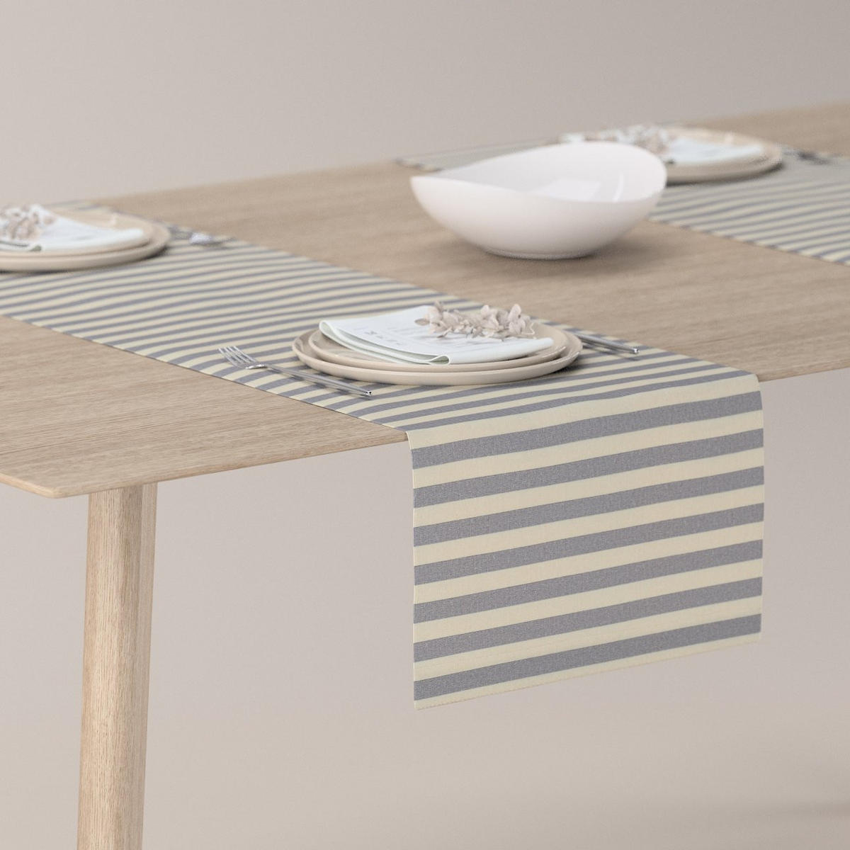 TISCHLÄUFER Quadro, dunkelblau und ecru, 40x130 cm - Blau, Textil (40/130cm) - Dekoria