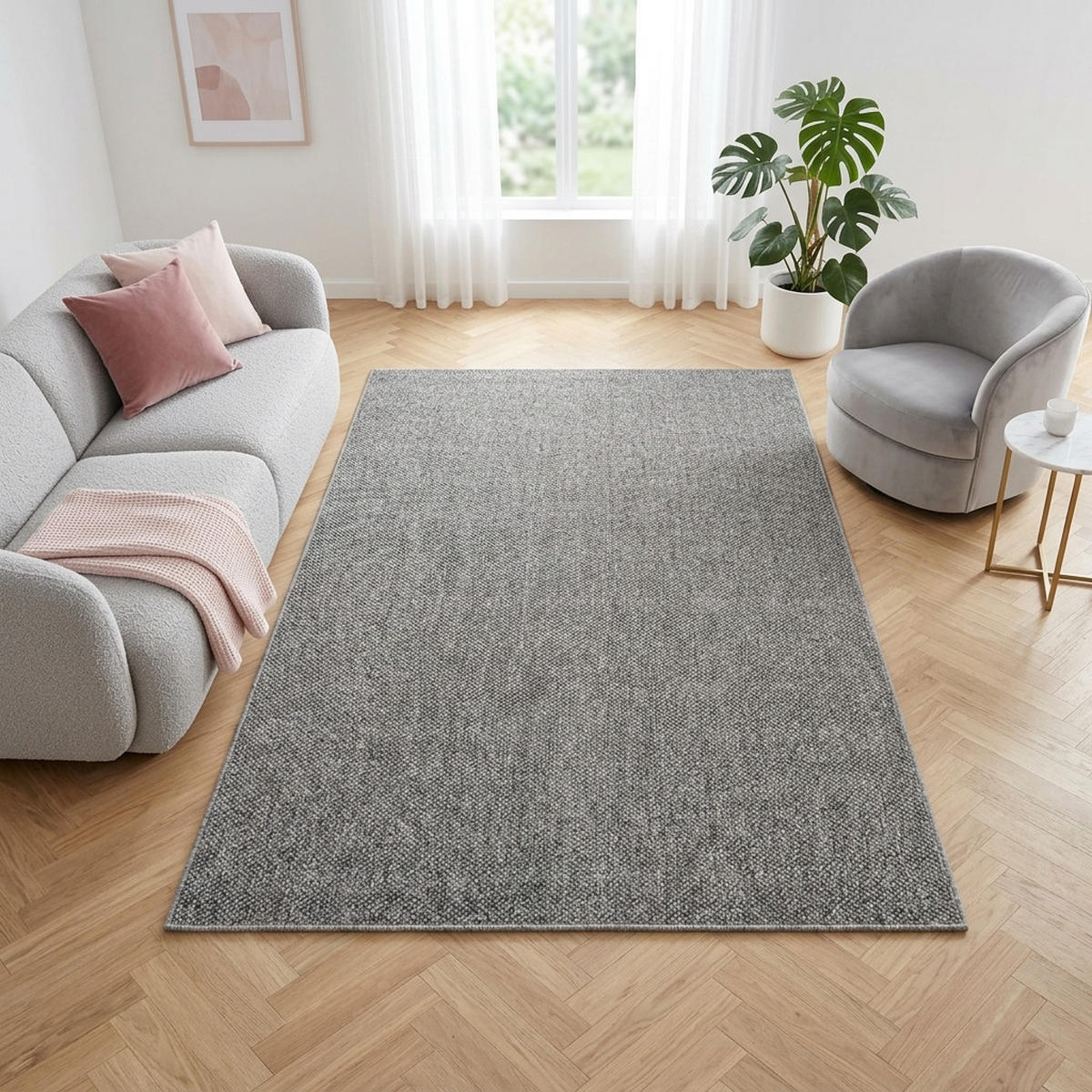 TEPPICH CALMA grau modern 140/200 cm - Grau, Textil (140/200cm) - Tapiso