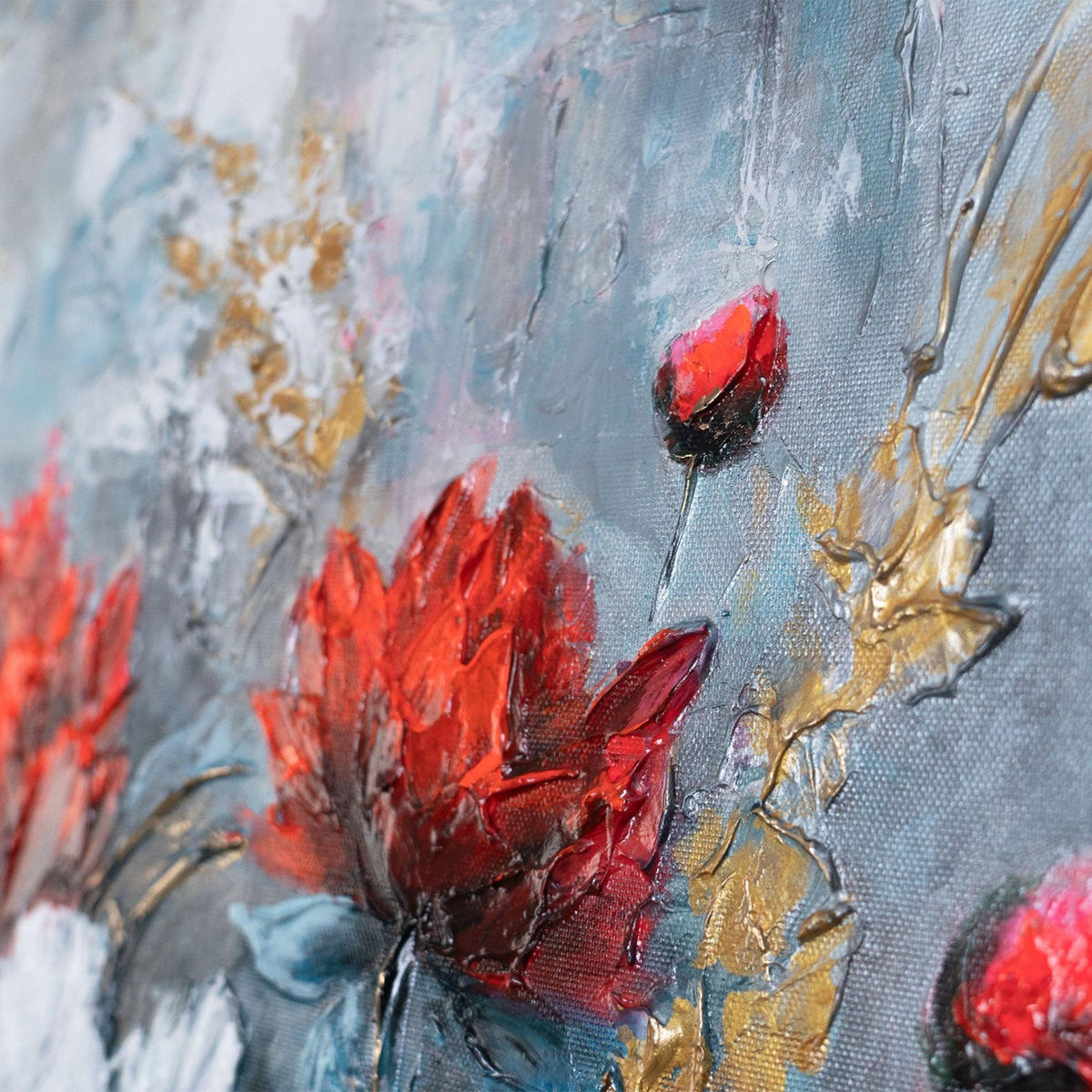 GEMÄLDE Blühende Pfingstrosen auf Keilrahmen 115x50 cm - Multicolor, Holz (115/50cm) - YS-art gallery