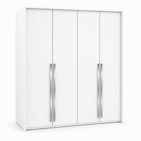KLEIDERSCHRANK: Weiß / Griffe Silber, 210 x 65 x 217,2 cm - Silberfarben/Weiß, Holzwerkstoff (210/217.2/65cm) - 3XE LIVING
