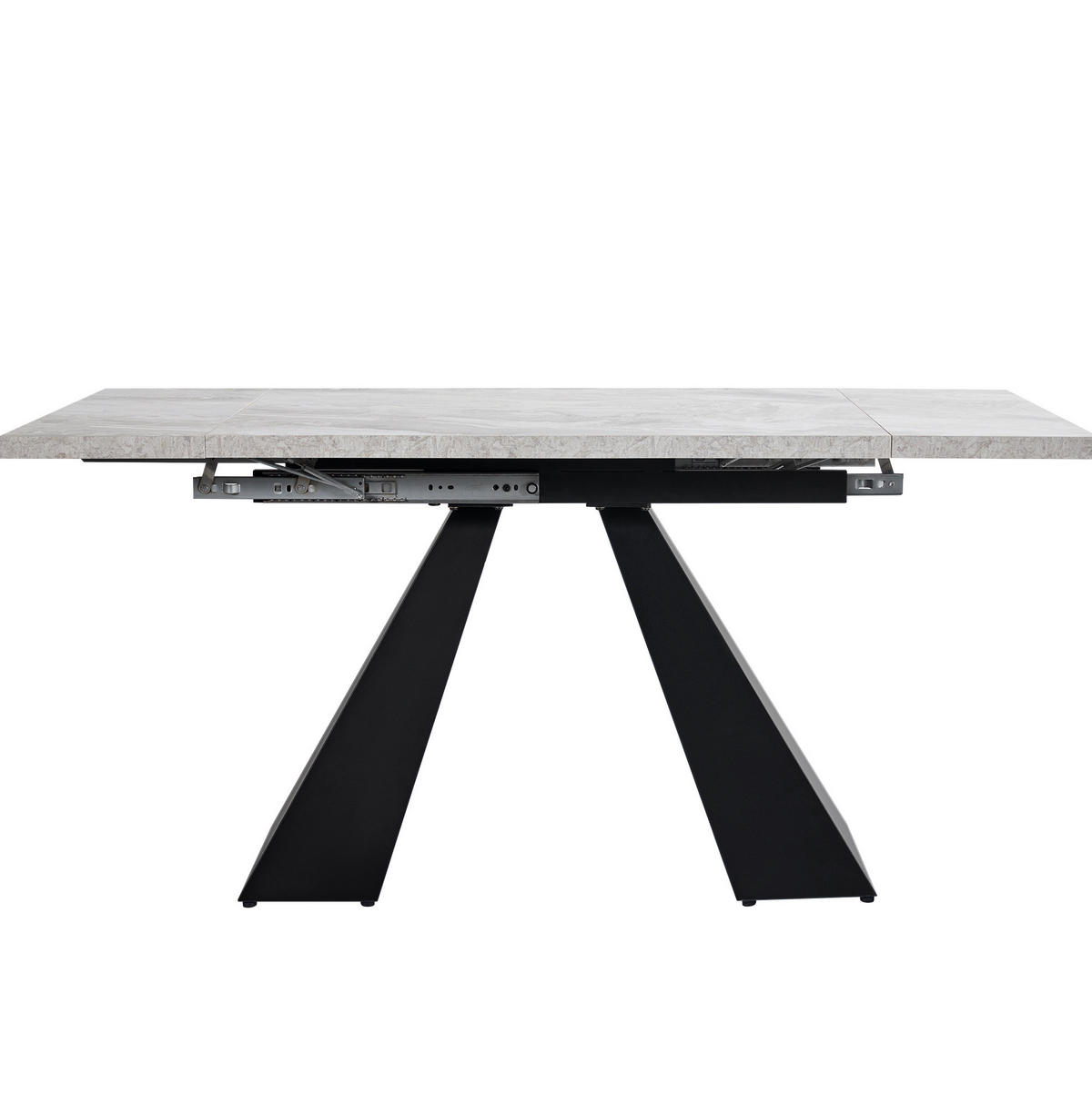 ESSTISCH 99-159/74/77 cm ausziehbar mit Metallschienen und Marmoroptik, Schwarz/Grau - Schwarz, Holzwerkstoff (159/74/77cm) - Redom