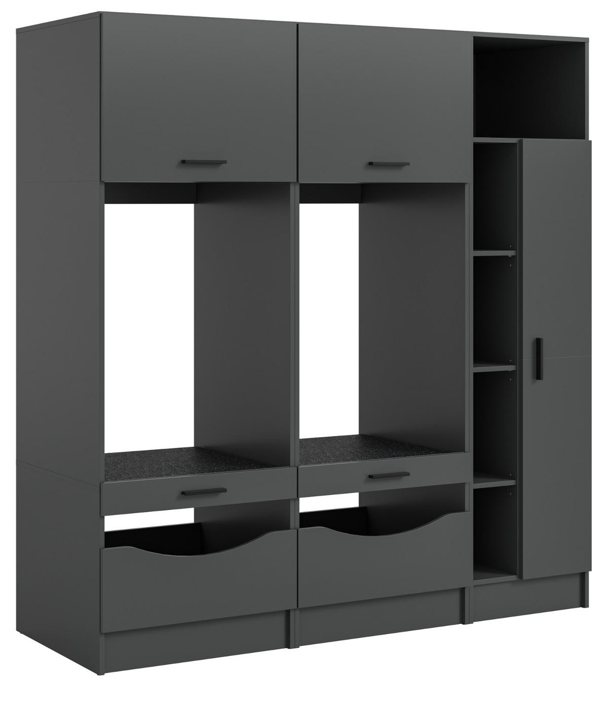 WASCHMASCHINENSCHRANK grau Set 3-teilig 182 x 195 cm, Waschmaschinenumbau mit viel Stauraum - Schwarz/Grau, Holzwerkstoff/Kunststoff (182/195/68cm) - Inn.Furn