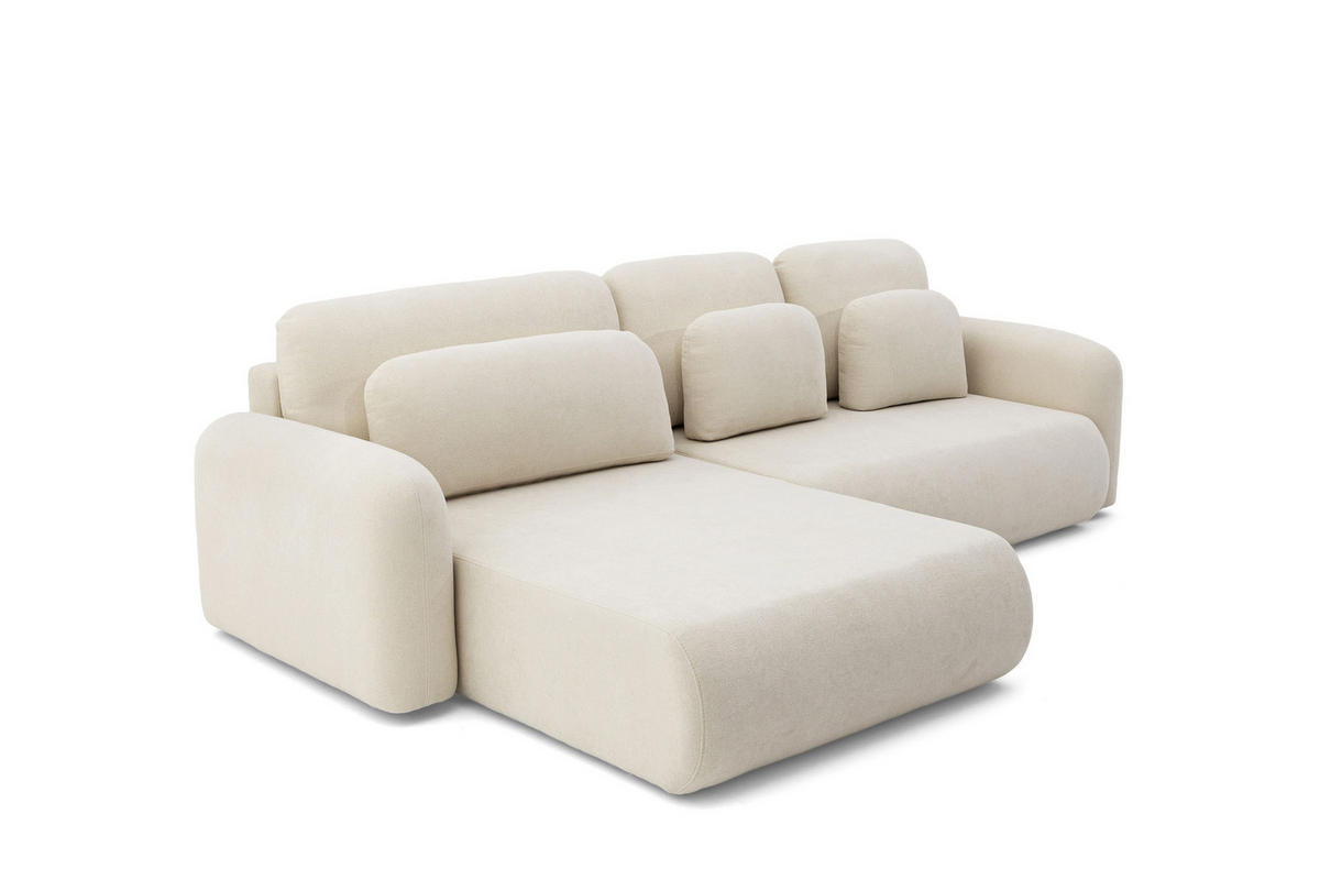 ECKSOFA NEST Universal mit Liegeflache 157x240 cm - Beige/Schwarz, Holz/Textil (280/187cm) - Muffo