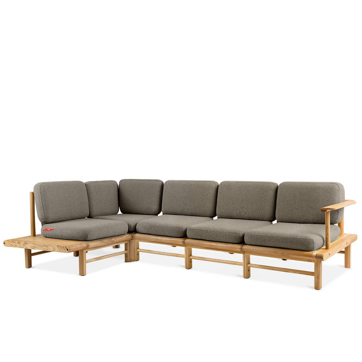 LOUNGESOFA ATREDA links - Grau, Holz/Textil (300/80/175cm) - KONSIMO®