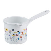 SCHNABELTOPF Flora mit Stiel Ø10cm 0,75 Liter Emaille Country Induktion - Silberfarben, Metall (25/30/25cm) - Riess
