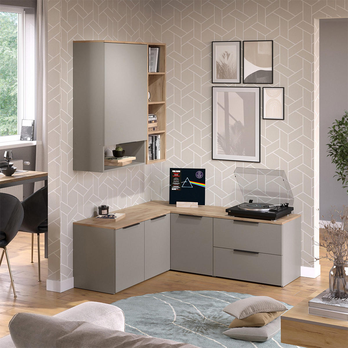 ŽIVÁ STĚNA Wido Greige - Sonoma dub/šedobéžová, kompozitní dřevo (80/50/40cm) - Vicco