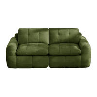 2-SITS SOFFA Chenille grön med kvadratisk tuftning, monteringsfri - Grön, Textil (194/68/97cm) - Urban Meuble