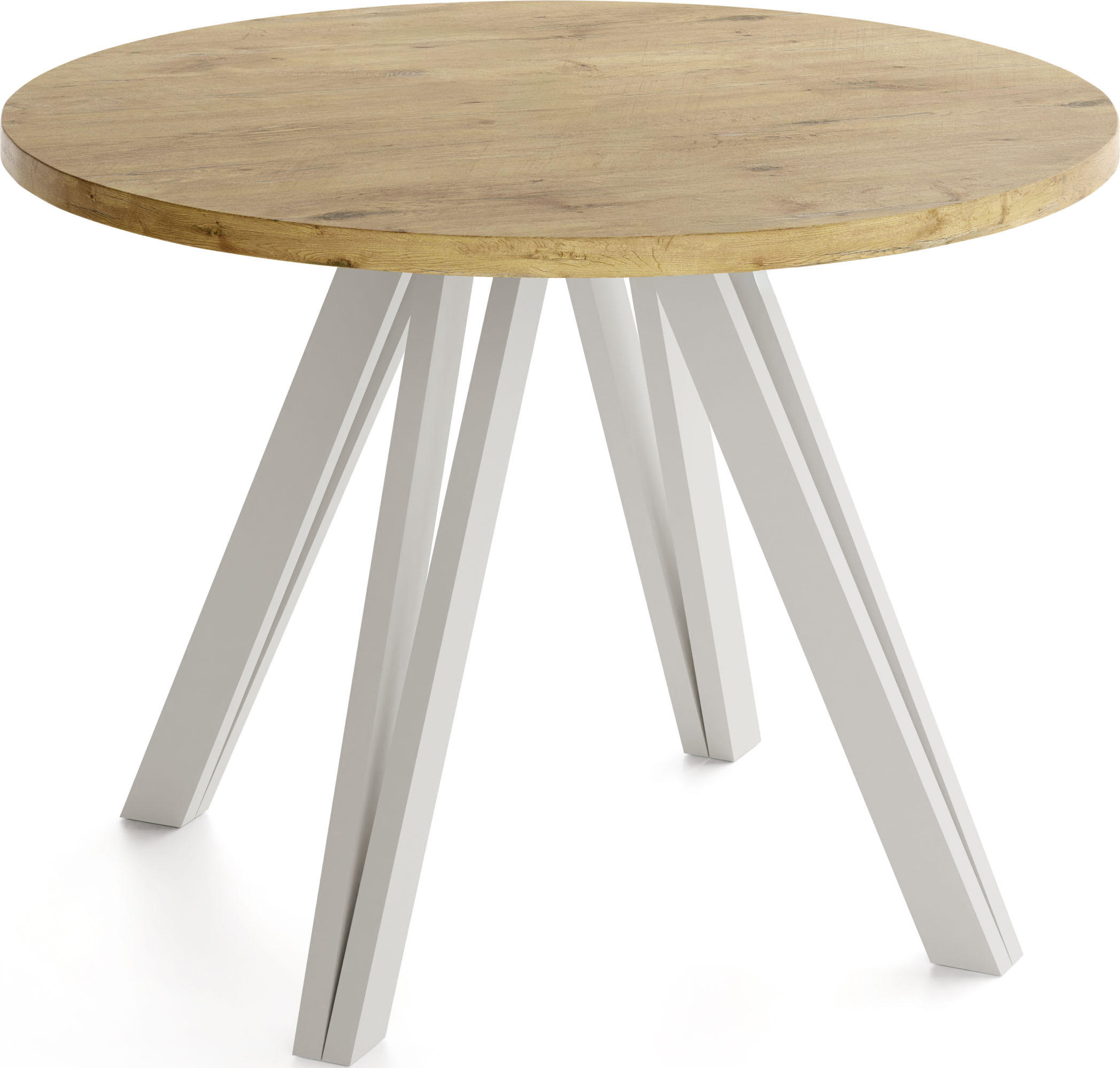 ESSTISCH Ravero runder ausziehbarer, Eiche Hell Braun 100/100/77 cm - Kaschmir/Eichefarben, Holz/Holzwerkstoff (100/100/77cm) - WFL GROUP