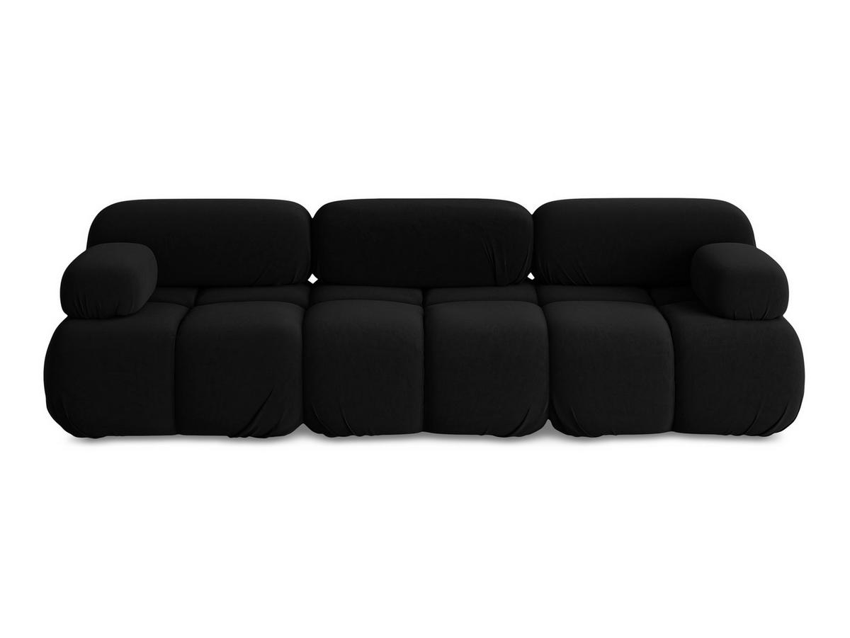 3-SITZER SOFA Samt Stoff Schwarz - Schwarz/Orange, Kunststoff/Textil (285/70/96cm) - Makamii