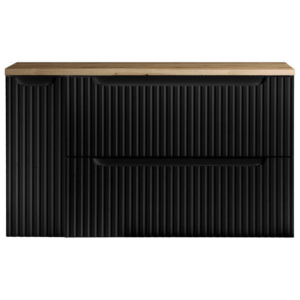 WASCHTISCHUNTERSCHRANK Skelbolu - Eichefarben/Schwarz, Holzwerkstoff (100/60/40cm) - [en.casa]