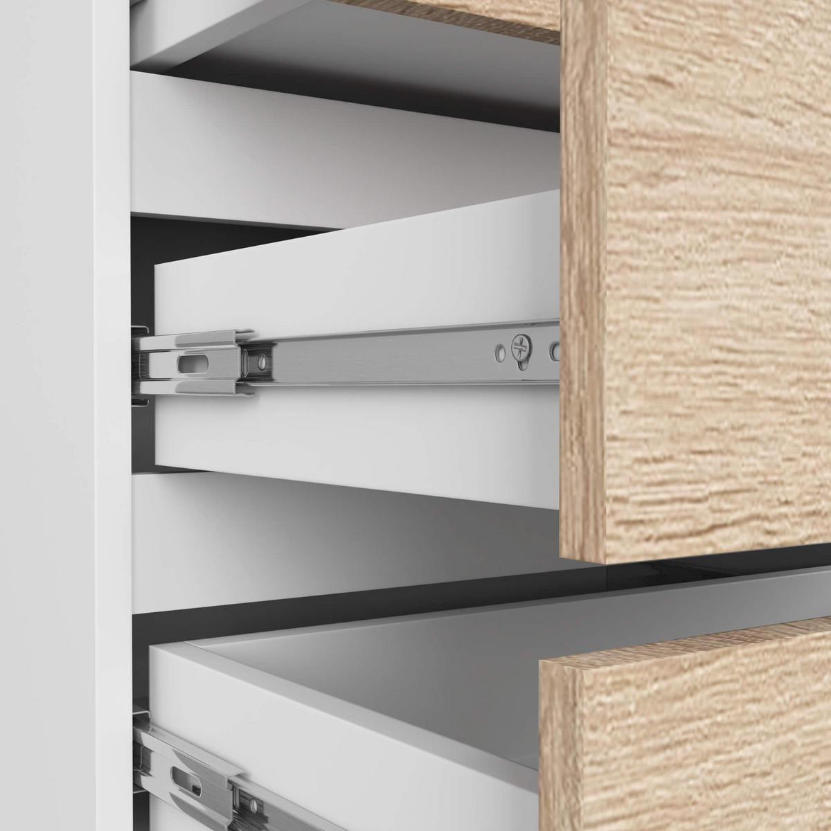 KOMMODE Weiß, Eiche Sonoma 57/60/35 - Weiß, Holzwerkstoff (60/57/35cm) - RAUMHIRSCH FURNITURE